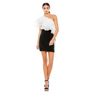 Ieena for Mac Duggal NWT Tiered Ruffle One-Shoulder Cocktail Dress 26501 size 4